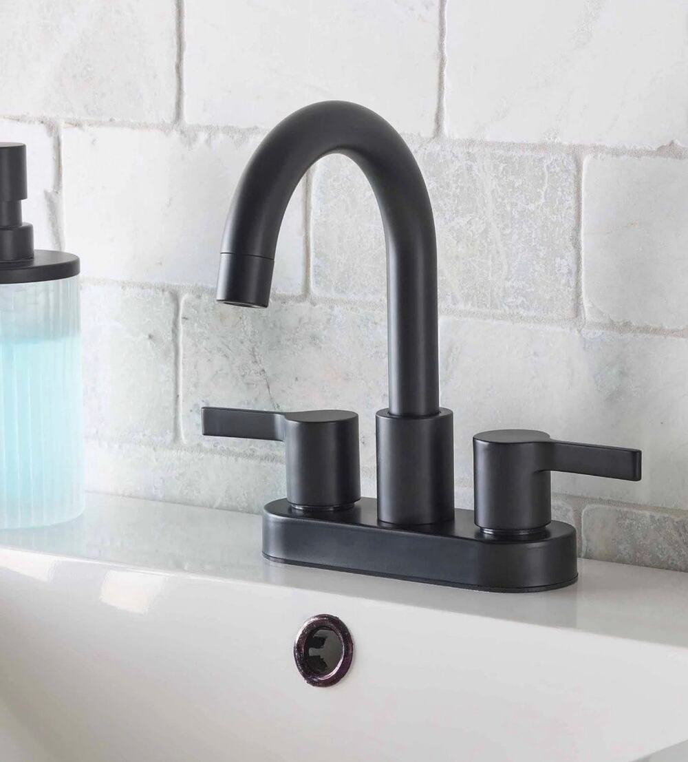 NIB Better Homes & Gardens Clean Modern 4" Centerset Bathroom Faucet Matte Black